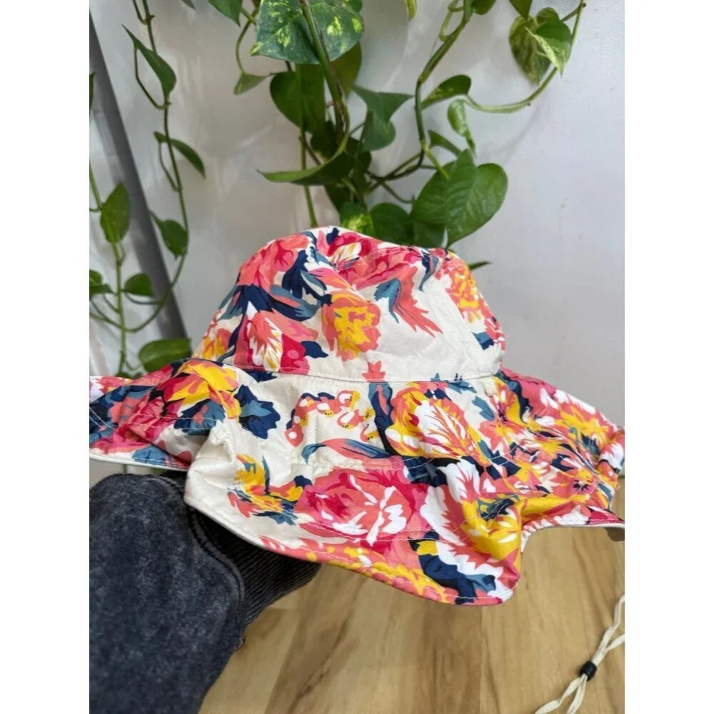 Floral Reversible Bucket Hat with Chin Strap